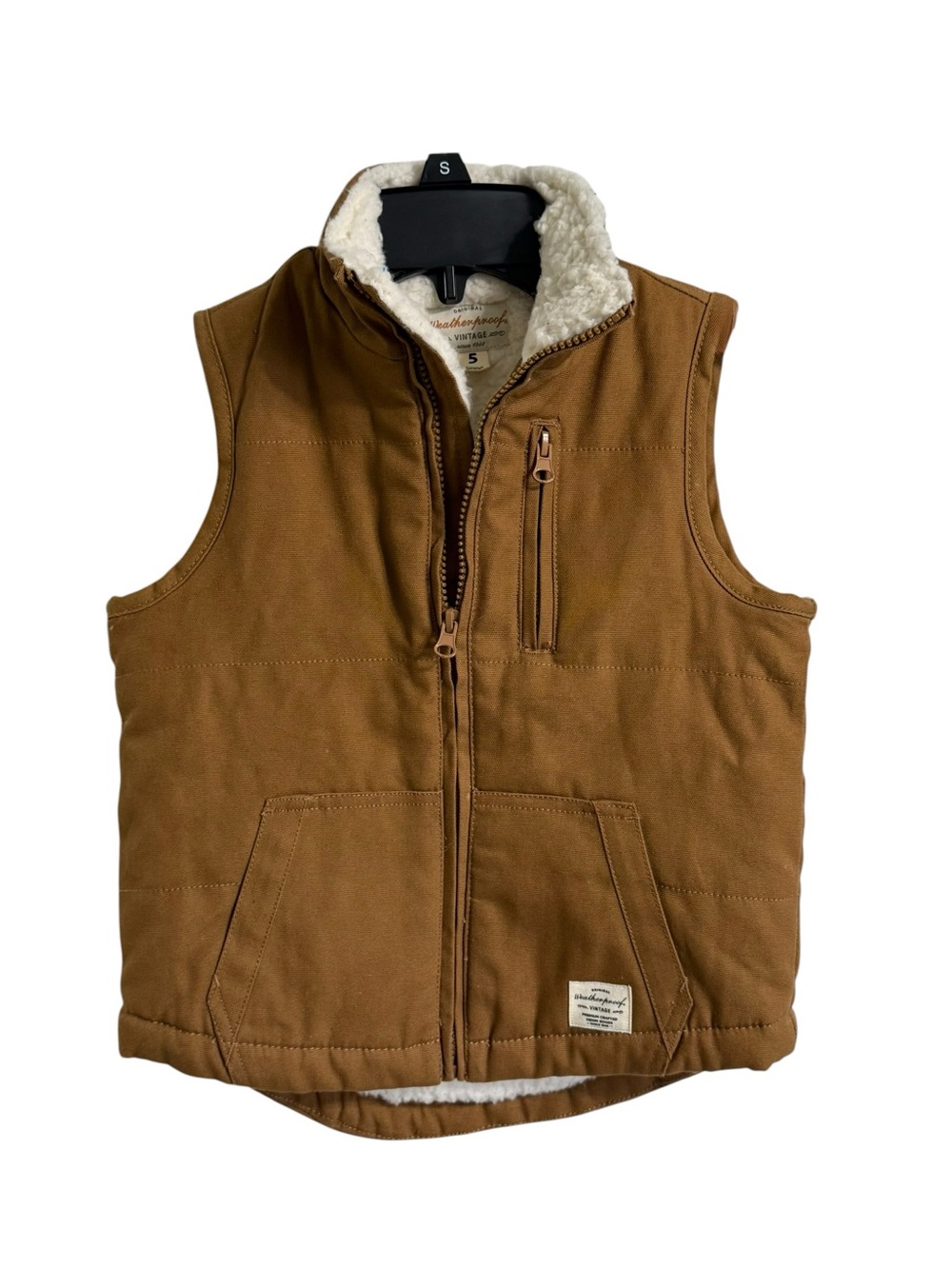 Weatherproof Tan Brown Sherpa-Lined Quilted Vest